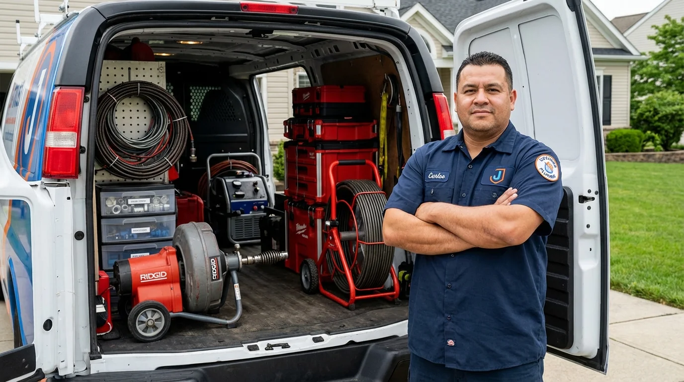 Professional drain cleaning equipment and Johns Plumbing LLC plumber in Isanti