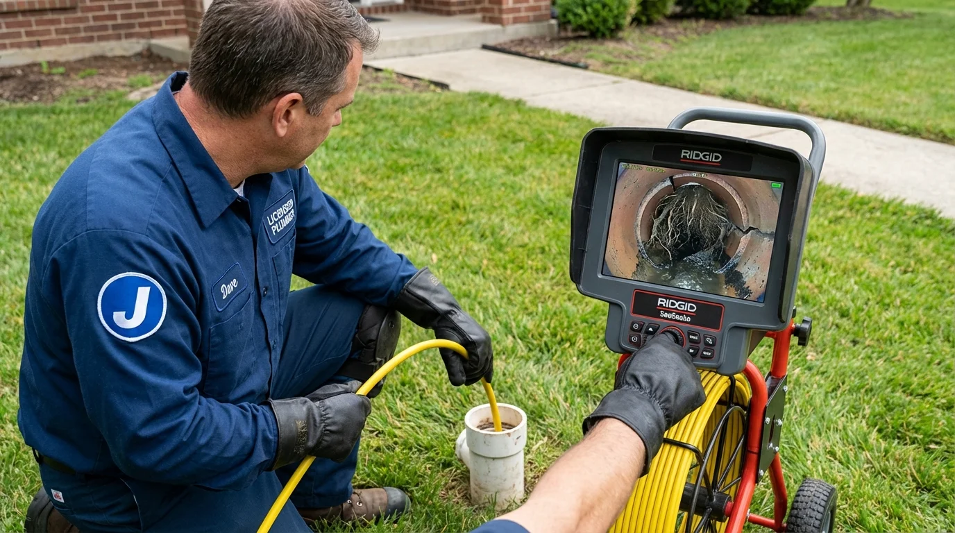 Sewer camera inspection being performed by Johns Plumbing LLC in Isanti